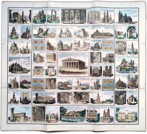 Journey of the World - board game circa 1870, of the Asarmot game type ( the first Polish educational game), Publisher A.J. Wiśniakowski in Warsaw circa 1870.