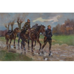 Jerzy Kossak, UŁANI NA DRODZE, 1930