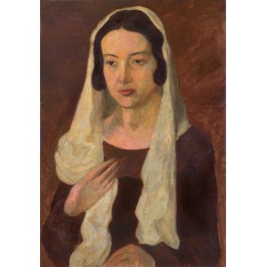 Zbigniew Pronaszko, PORTRET ŻONY W BIAŁYM SZALU, 1926