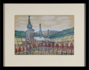 Nikifor Krynicki, Cityscape with Wooden Church