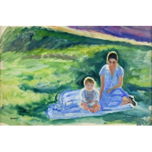 Irena WEISS - ANERI (1888-1981), W letnim słońcu - Portret piastunki z dzieckiem, ok. 1914