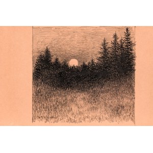 Frantisek Xaver HARLAS (1865-1947), Zachód słońca nad lasem, ok. 1913