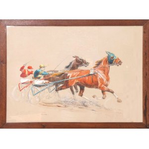 Eugene PÉCHAUBES (1890-1967), Courses de trot (Wyścigi kłusaków), 1954
