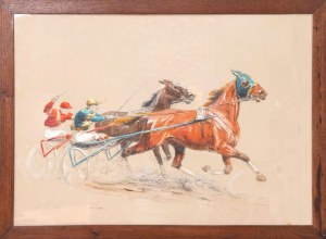 Eugene PÉCHAUBES (1890-1967), Courses de trot (Trot Racing), 1954.