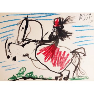 Pablo Picasso (1881 - 1973), Jacqueline on Horseback Z cyklu Toros y Toreros, 1961
