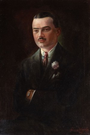 Eugeniusz NIECZUJA-URBAŃSKI, PORTRET MALE WITH A FLOWER IN A BUTTONIERCE