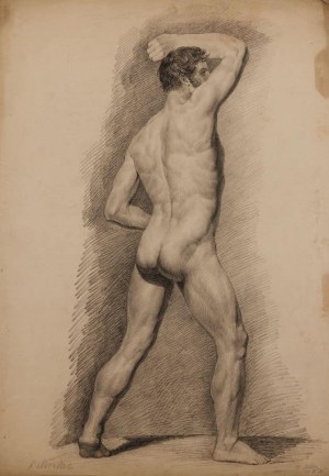 Charles MILLER, STUDY OF AN ACT WITH HANDS UPSTAIRED, ca. 1855