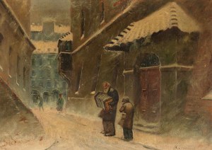 Franciszek SUNDERLAND (SUNDECKI), ACORDEONIST IN WARSAW'S STREET, circa 1930.