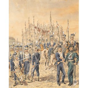 Kajetan Sarjusz WOLSKI, LEGIONY DĄBROWSKIEGO PRZED KATEDRĄ W MEDIOLANIE, 1903