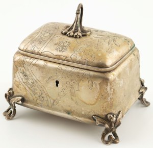 BOX SUGAR BOWL. Austria, Vienna, late 19th century, Silver, sample 3, weight 526 g; 14 x 16 x 12 cm