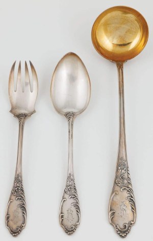 THREE SERVING SKETCHES pattern Alexander, Poland, Warsaw, Norblin, 1896-1914
