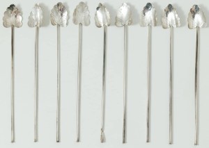NINE DESSERT Spoons, USA, 20th century.