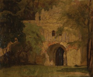 LANDSCAPE WITH GATE, ca. 1930, Oil, cardboard on plywood; 36 x 44 cm