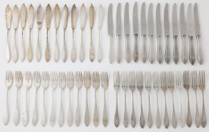 COMPOSITE OF FASON PRINCE OF WARSAW cutlery, Poland, Warsaw, Stanislaw Owczarski, after 1931 and Wytwórnia Wyrobów Srebrnych, ca. 1955.