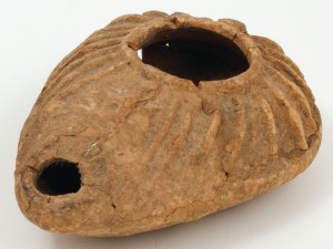 OLIVE LAMP, Palestine, ca. 6th century AD.