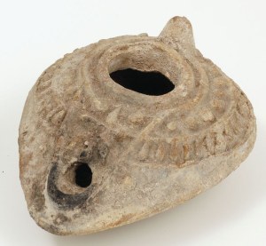 OLIVE LAMP, Palestine, ca. 5th century AD.