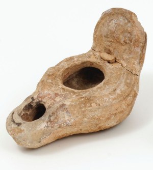 OLIVE LAMP, Palestine, 6th-7th century AD.