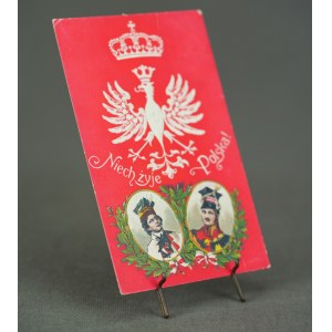 POCZTÓWKA - Niech Żyje Polska [tłoczona, Kościuszko, Poniatowski, Orzeł, b.rzadka]