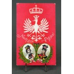 POCZTÓWKA - Niech Żyje Polska [tłoczona, Kościuszko, Poniatowski, Orzeł, b.rzadka]
