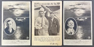 POCKET - Set of 3 postcards - Pilot Stanislaw Skarzynski and Franciszek Zwirko.