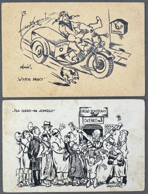 Postcard - Set of 2 postcards - [Polish Post, caricature].