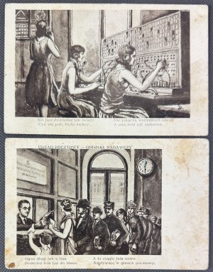 Postcard - Set of 2 postcards - [Polish Post, caricature].