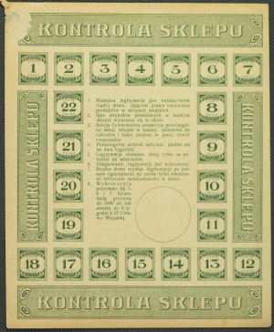 Store inspection card, food section of the Capital City Board of Warsaw - 1916