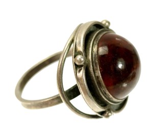 Ring with amber, author's product, namesake BJ (153)