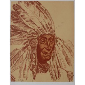 Bolesław Cybis wg (1895-1957), Silent Thoughts. Shoshone(z teki &bdquo;Folio One of American Indian&rdquo;, 1970, no 258/1000)