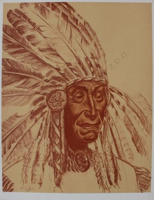 Bolesław Cybis wg (1895-1957), Silent Thoughts. Shoshone(z teki „Folio One of American Indian”, 1970, no 258/1000)