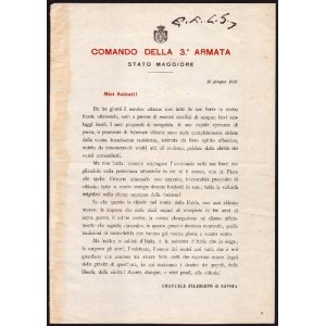 Comando 3 ARMATA firmato E.F.di Savoia