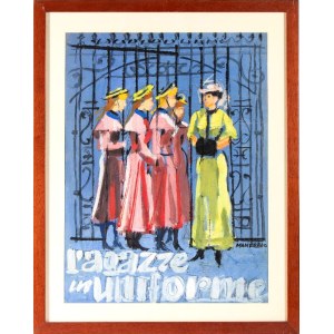 Manfredo - Bozzetto per manifesto RAGAZZE IN UNIFORME (1958)