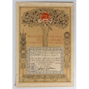 D'Annunzio, Gabriele - Attestato Marcia di Ronchi