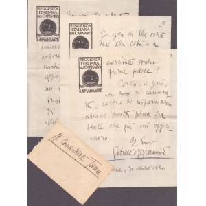 D'Annunzio Gabriele (1863-1938), Fiume, lettera autografa