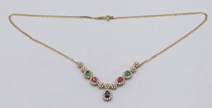 Jewellery - Yellow gold necklace with brilliants ct.2.10,ruby...