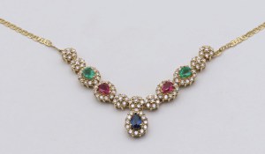 Jewellery - Yellow gold necklace with brilliants ct.2.10,ruby...