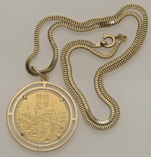 Jewellery - Chain with pendant and coin in yellow gold cm. 44 ...