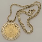 Jewellery - Chain with pendant and coin in yellow gold cm. 44 ...