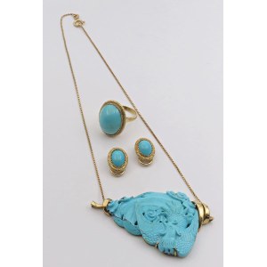 Jewellery - Turquoise parure consisting of pendant earrings ...