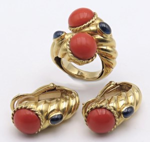 Jewellery - Parure composta da anello e orecchini in oro giall...