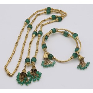 Jewellery - Collana e bracciale in oro giallo e crisoprasio lu...