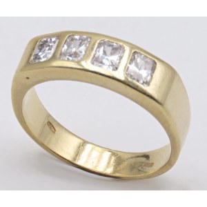 Jewellery - Anello fede in oro giallo e diamanti carré, ct 0,8...