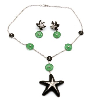 Jewellery - Parure consisting of necklace and earrings in the shape of ...