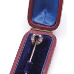 Jewellery - Low gold horseshoe brooch with diamonds ...