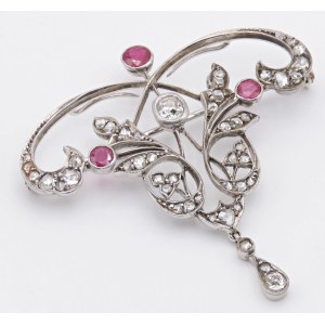 Jewellery - Spilla in oro bianco in stile antico con diamanti ...