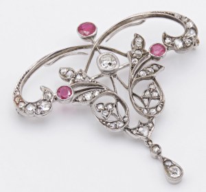 Jewellery - Antique-style white gold brooch with diamonds ...