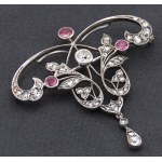 Jewellery - Antique-style white gold brooch with diamonds ...