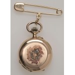 Jewellery - Rose gold watch with safety pin, movement...