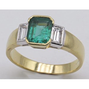 Jewellery - Anello in oro giallo,smeraldo ct.1,50 circa,diaman...