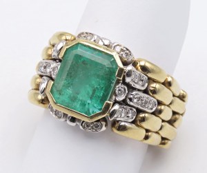 Jewellery - Yellow gold link ring with brilliants ct 0.25 ...